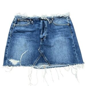 Joe's Jeans Distressed Blue Button Fly Mini Skirt